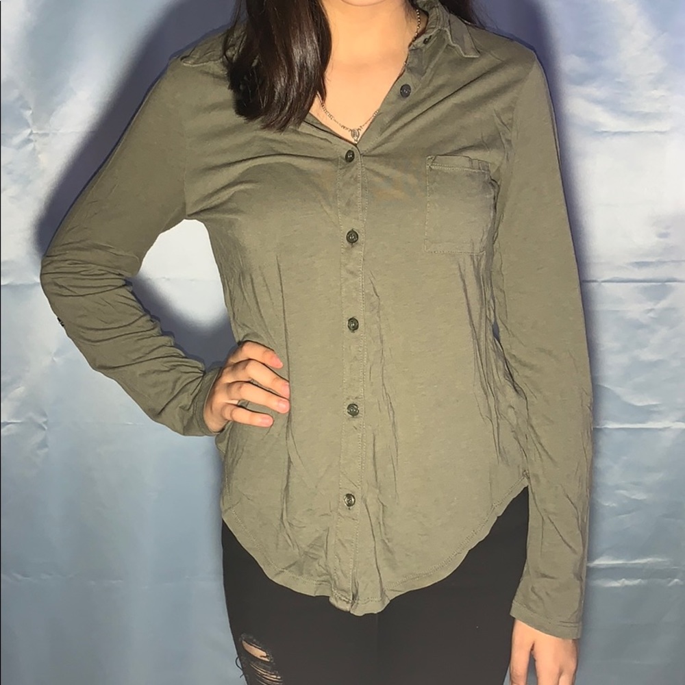Green Button Down